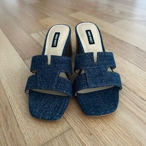 Nine West denim mule heels size 7